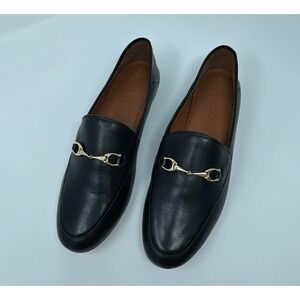 Coach FG3110 Black Leather Horsebit Loafers Womens 7B Slip On Classic Preppy
